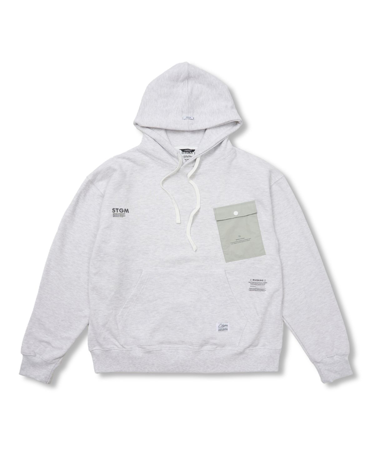 스티그마(STIGMA) Tech Pocket Oversized Hoodie White Melange