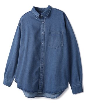 [DE LUXE] 베이직 워싱 원 포켓 오버핏 데님 셔츠 DLX1280