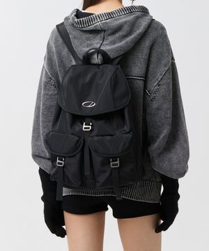 시그니처 투 포켓 백팩 - BLACK