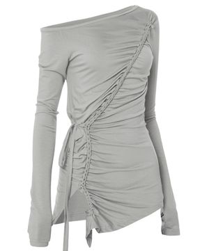 Handmade Twisted One-Shoulder Long Sleeve (FL-117_Gray)