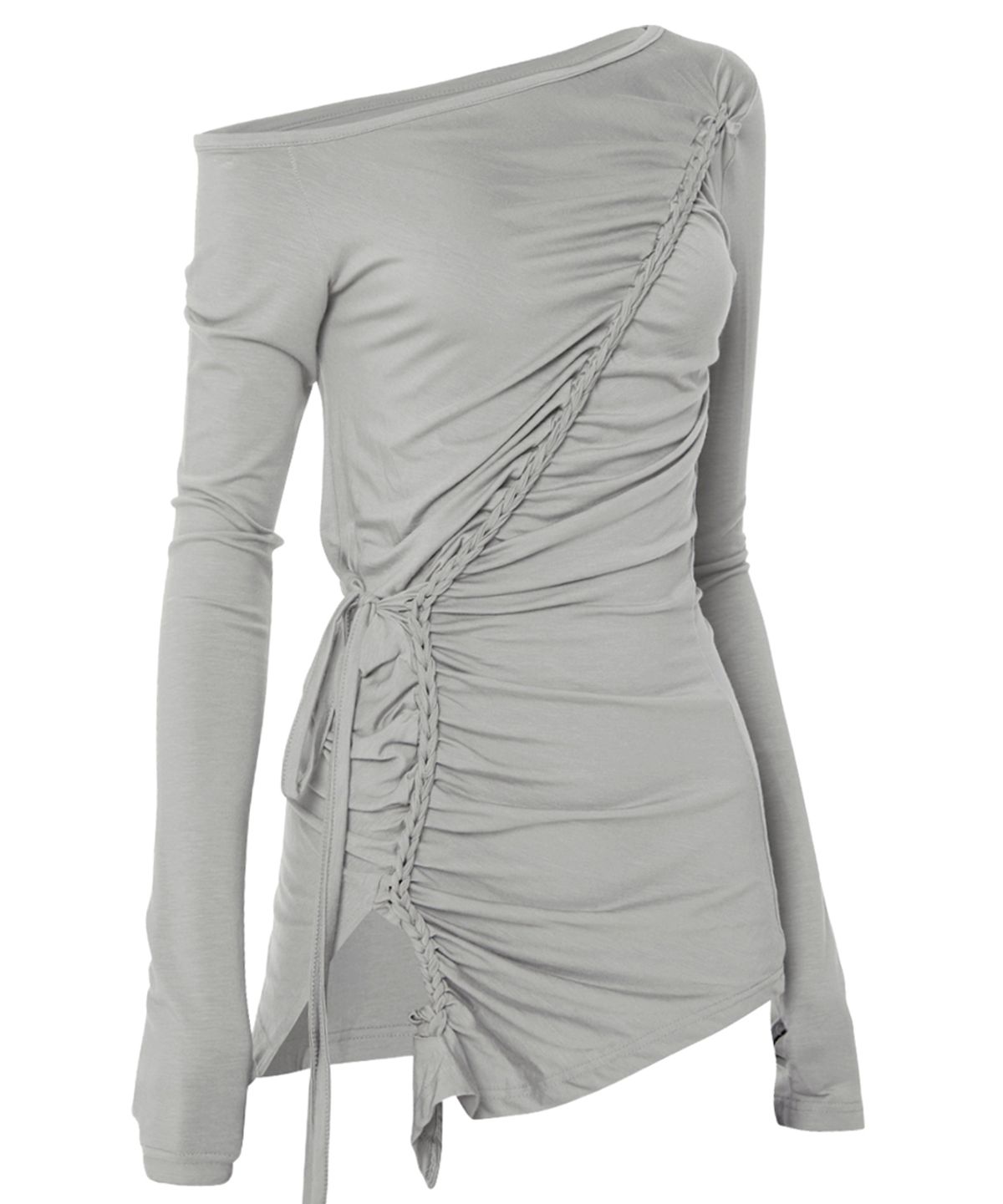 플레어업(FLAREUP) Handmade Twisted One-Shoulder Long Sleeve (FL-117_Gray)