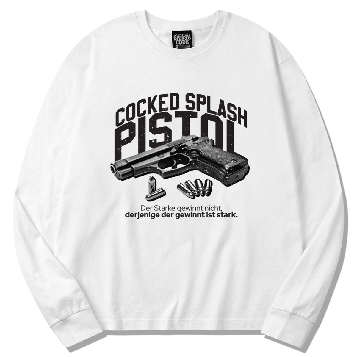스플래시코드(SPLASHCODE) 롱슬리브 화이트 - 피스톨(Cocked Pistol)