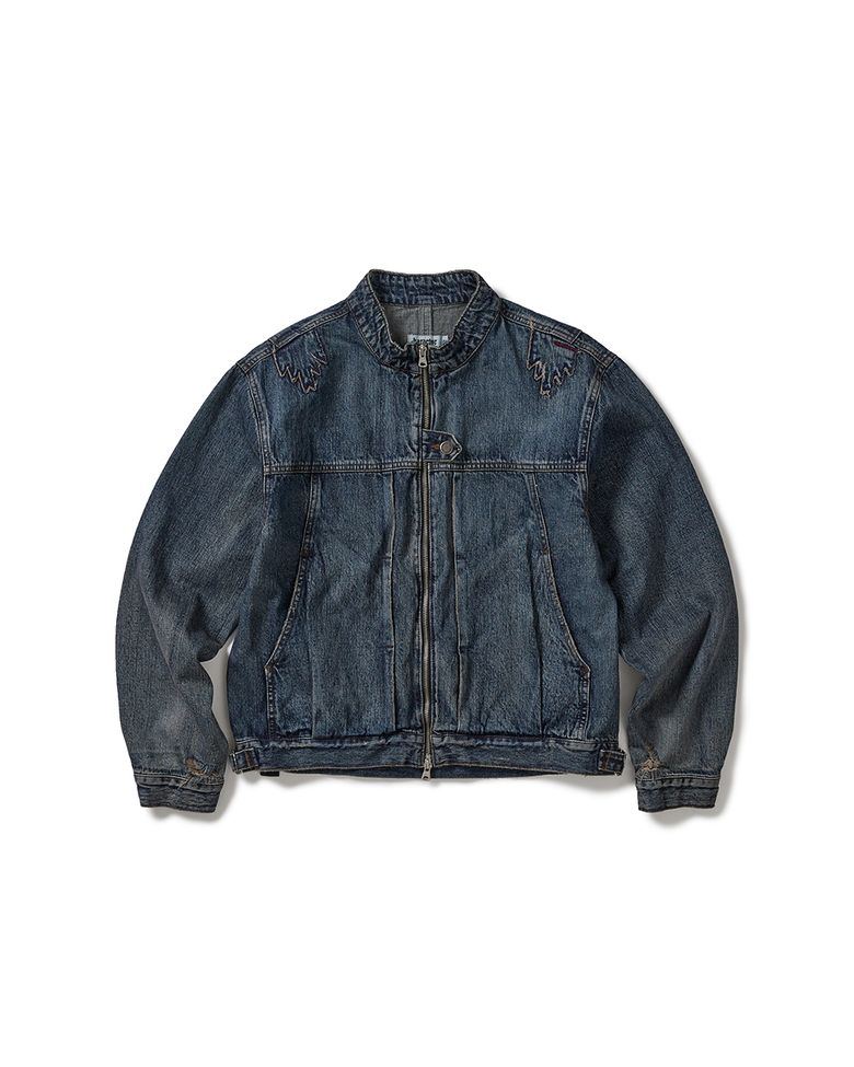 Mounted denim short jacket / Vintage blue
