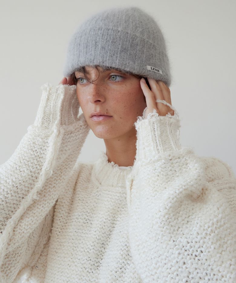 Soft Angora Beanie - Melange Grey