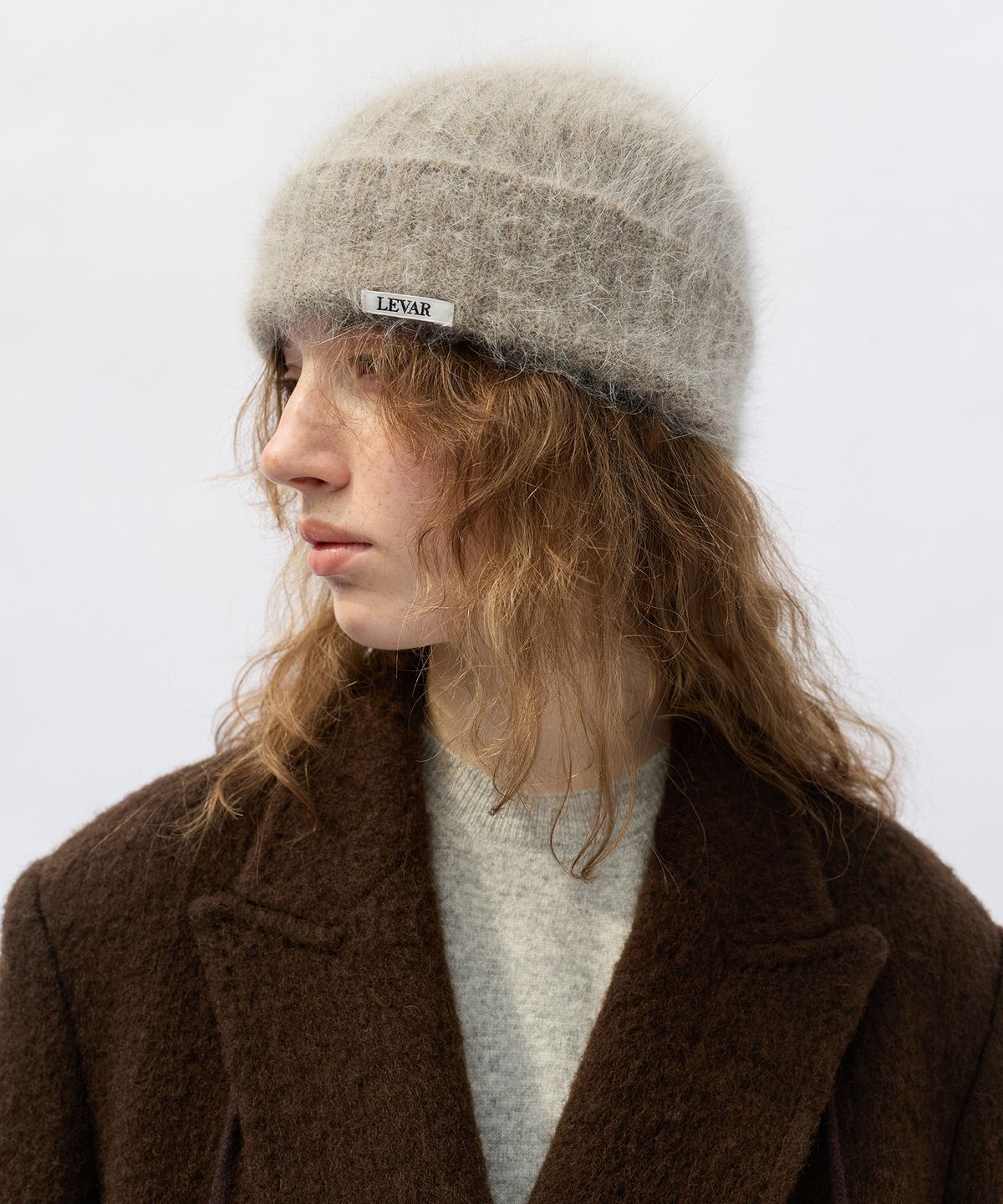 르바(LEVAR) Soft Angora Beanie - Natural Beige