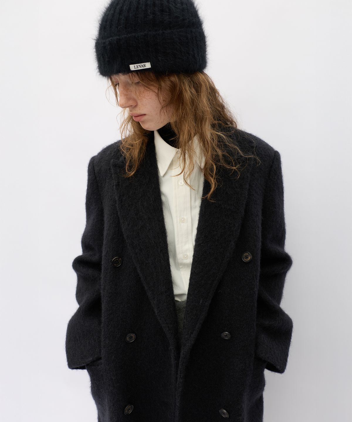 르바(LEVAR) Soft Angora Beanie - Darknight Navy