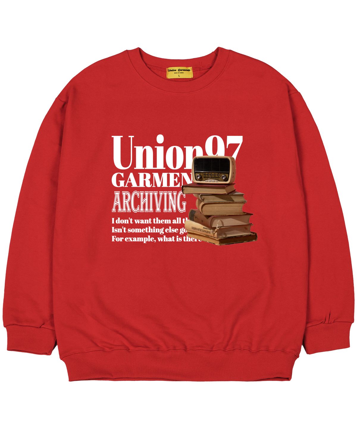 유니온가먼츠(UNION GARMENTS) [기모]97라디오 오버핏 맨투맨 티셔츠 레드