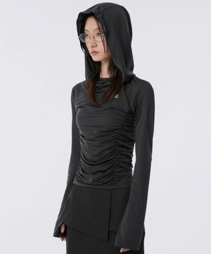 Hooded High Neck Long Sleeve (FL-145_Black)