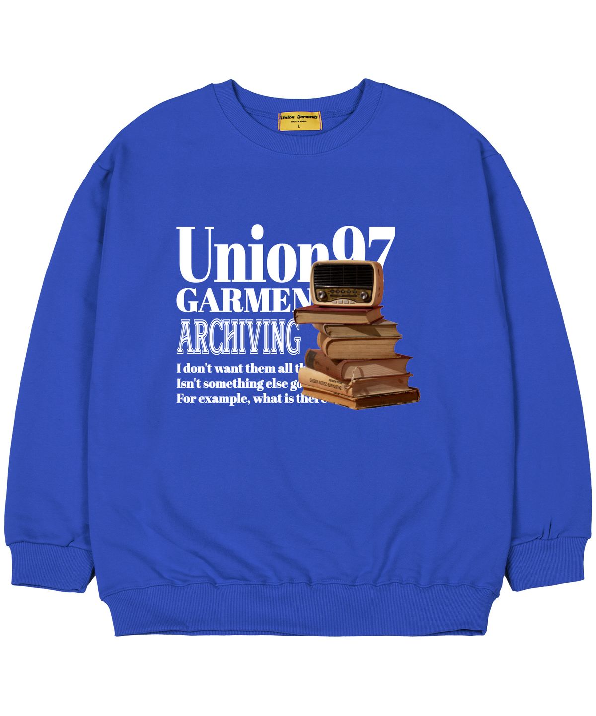 유니온가먼츠(UNION GARMENTS) [기모]97라디오 오버핏 맨투맨 티셔츠 블루