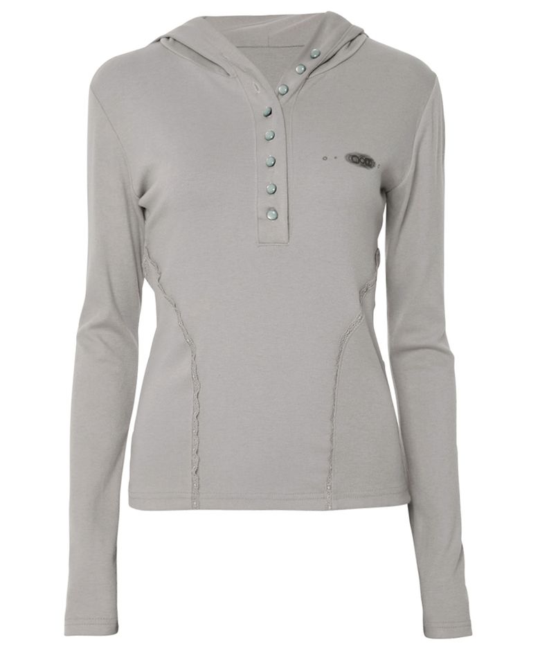 Button Up Lace Hoodie (FL-148_Gray)