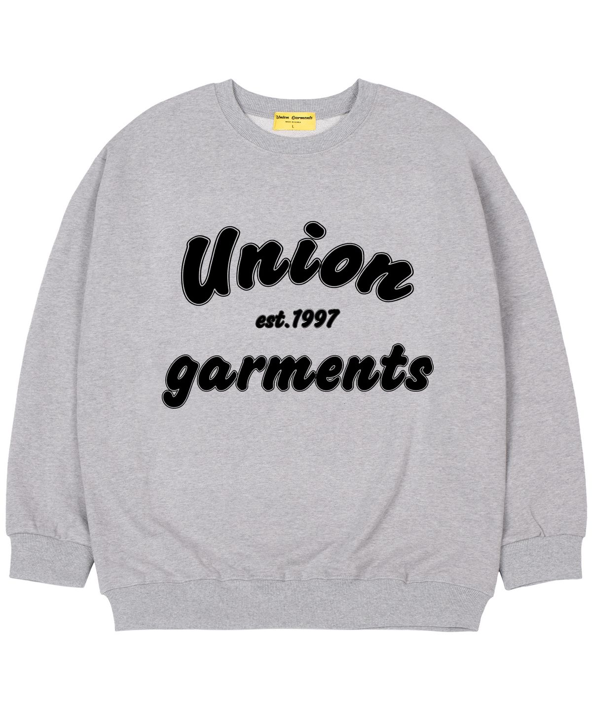 유니온가먼츠(UNION GARMENTS) [기모]카툰로고 오버핏 맨투맨 티셔츠 그레이