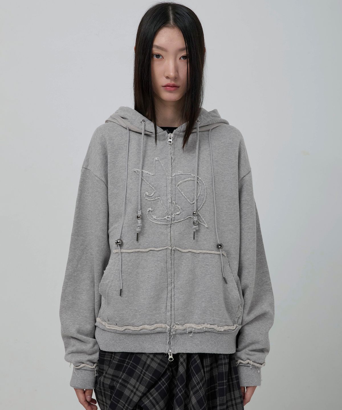 플레어업(FLAREUP) Layered Zip Hoodie (FL-150_Gray)