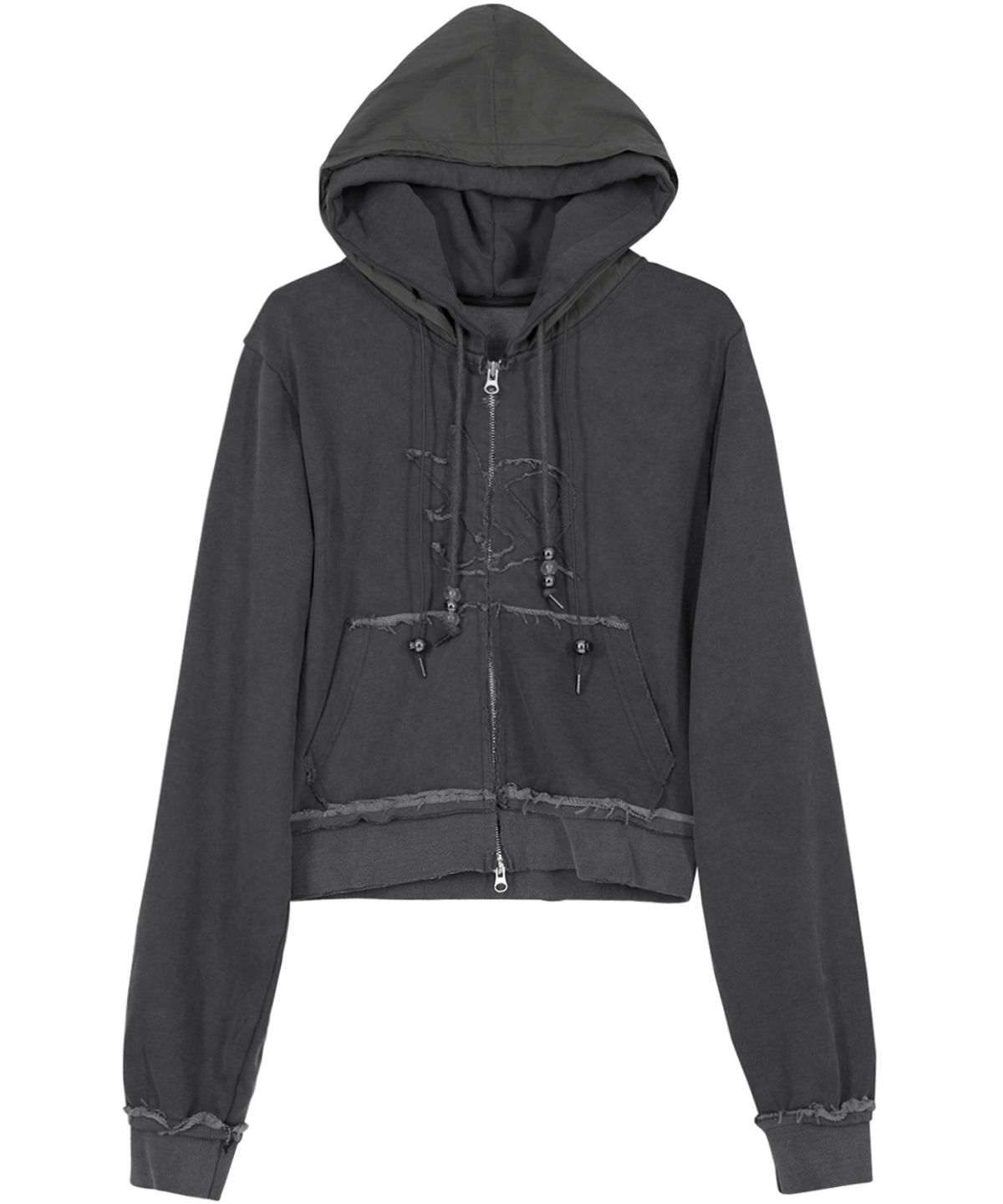 플레어업(FLAREUP) Layered Zip Hoodie (FL-150_Charcoal)