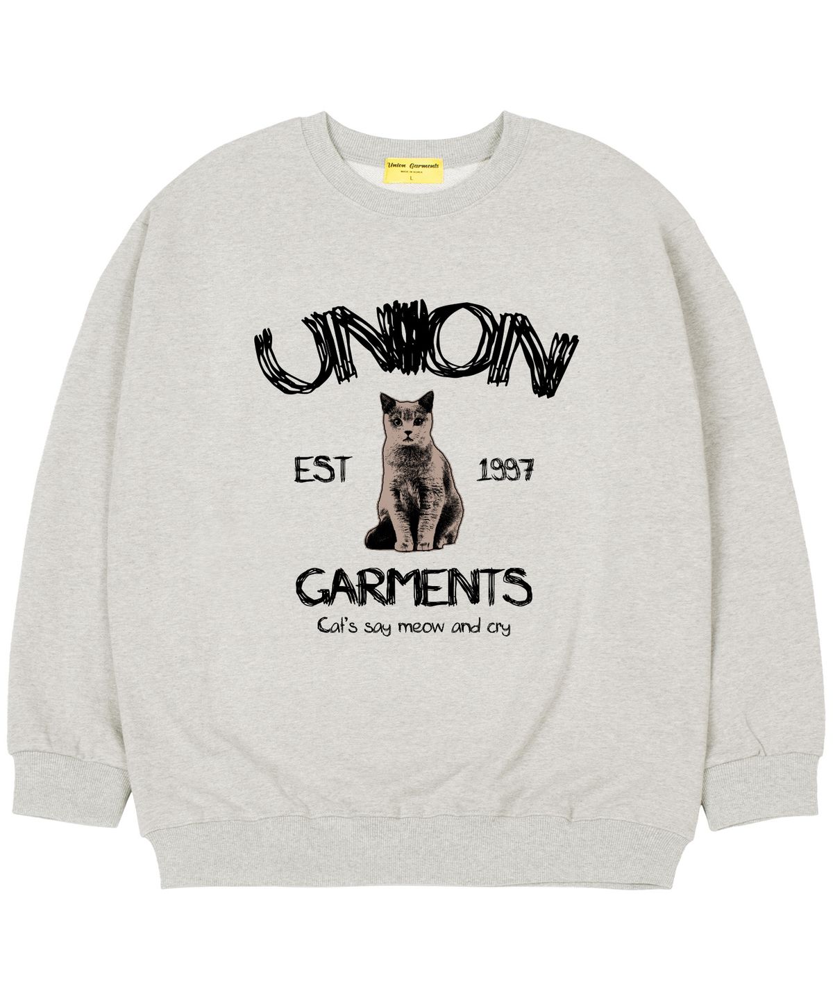 유니온가먼츠(UNION GARMENTS) [기모]유니온캣 오버핏 맨투맨 티셔츠 오트밀