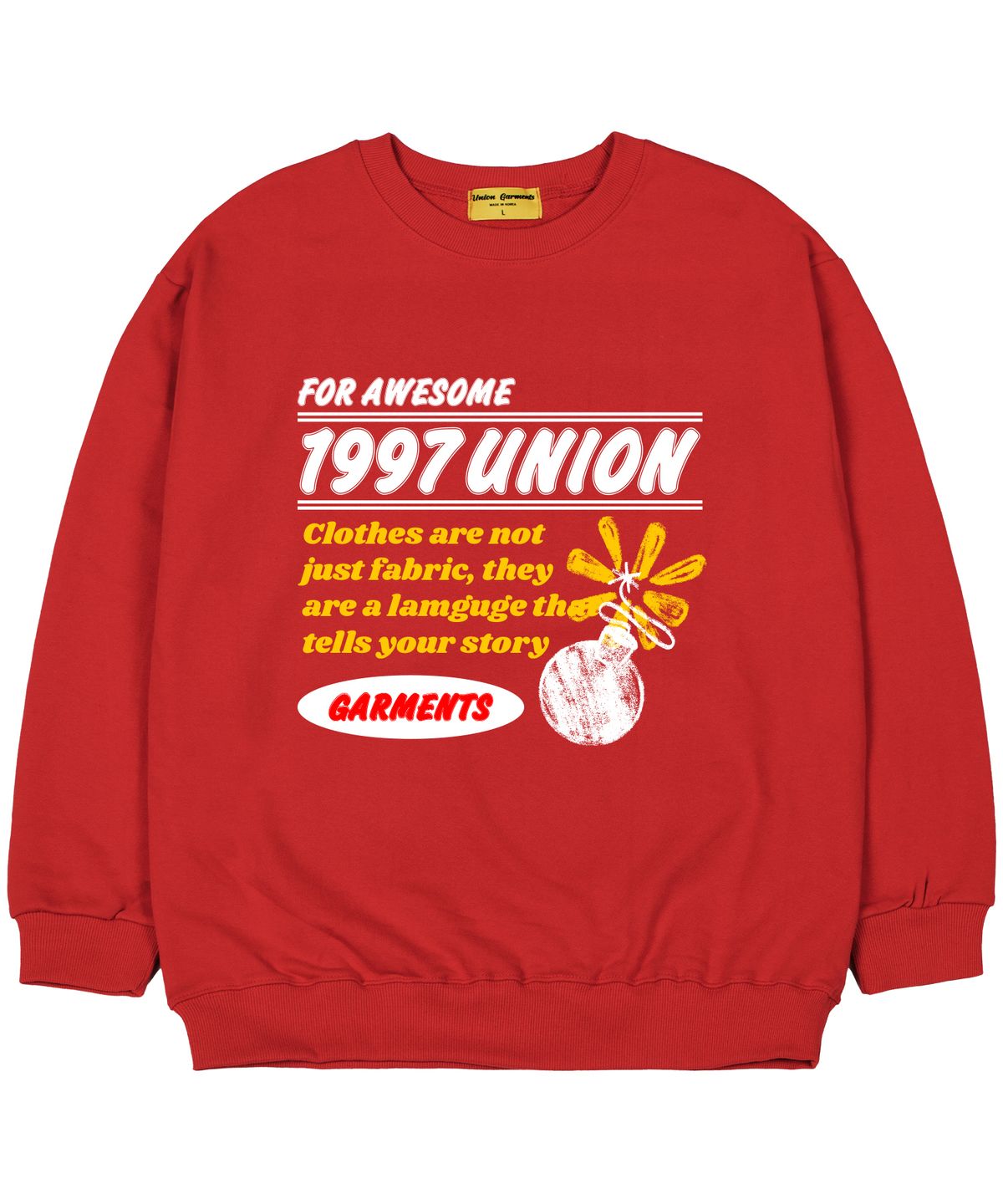 유니온가먼츠(UNION GARMENTS) [기모]빈티지붐 오버핏 맨투맨 티셔츠 레드