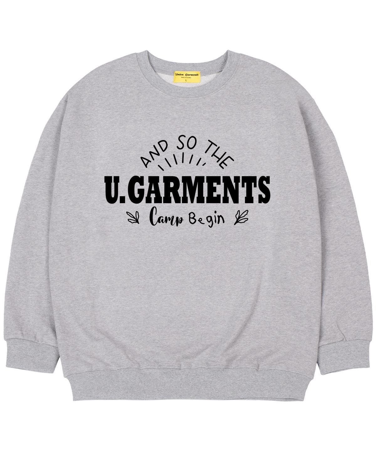 유니온가먼츠(UNION GARMENTS) [기모]캠프비긴 오버핏 맨투맨 티셔츠 그레이