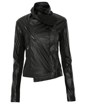 Asymmetrical Biker Leather Jacket (FL-047_Leather)