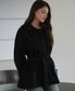Belted High-Neck Half Coat [Black]