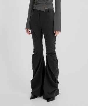 Asymmetrical Drape Pants (FL-245_Black)