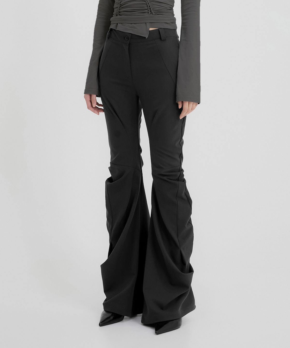 플레어업(FLAREUP) Asymmetrical Drape Pants (FL-245_Black)