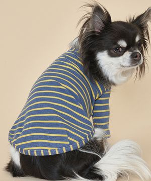 강아지 믹스 스트라이프 티셔츠 S-5XL 블루