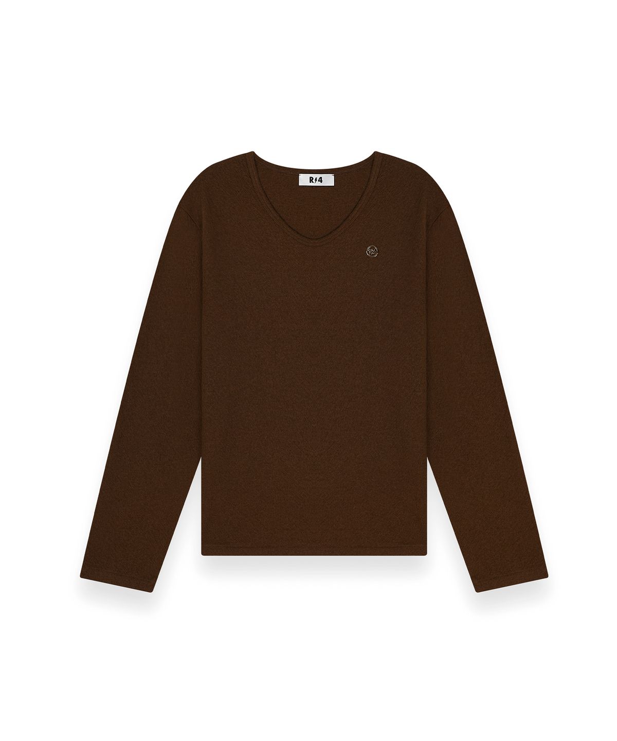 알포(R-4) R-0037 / SEXY FIT U-NECK LONG SLEVEE(BROWN)