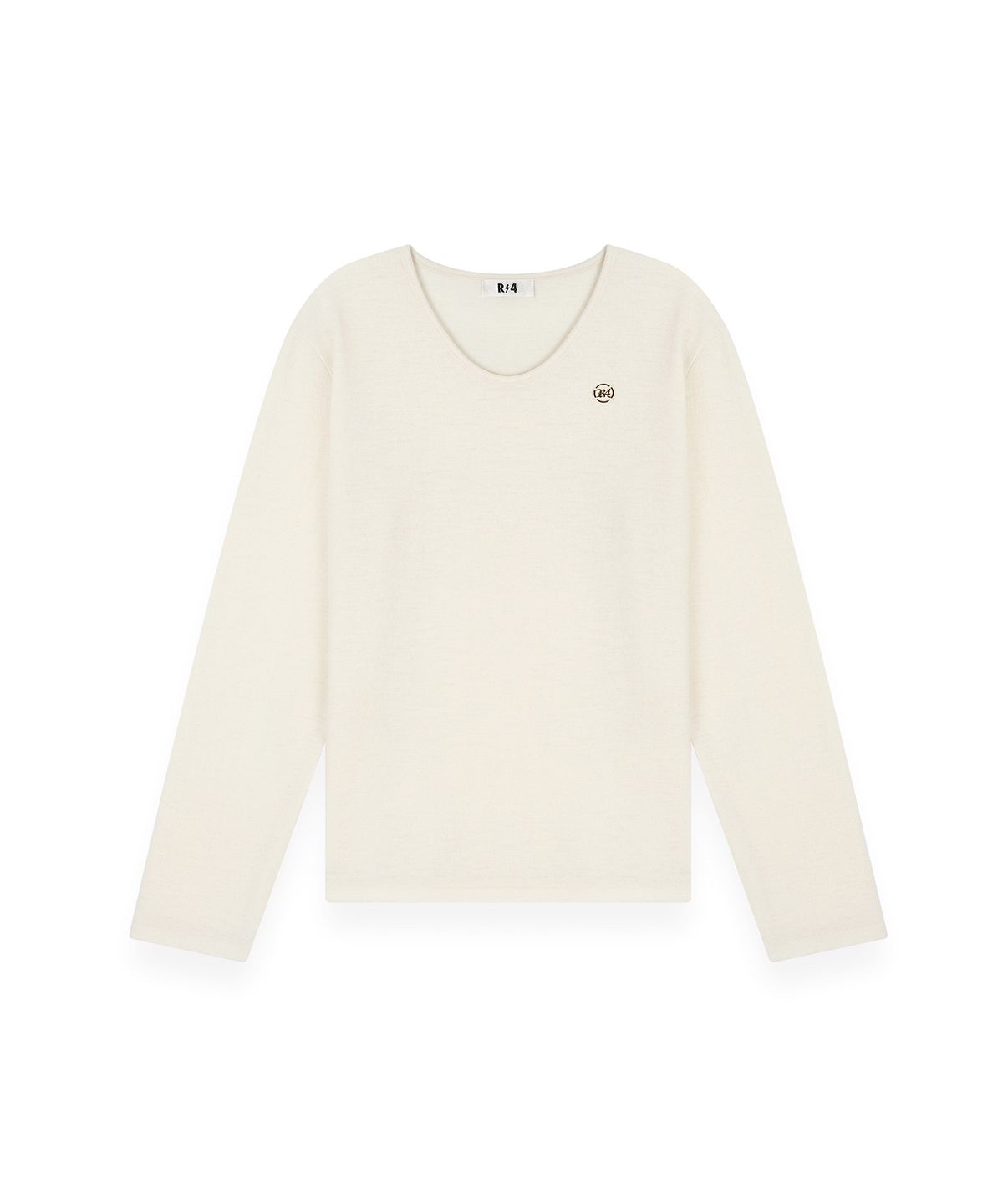 알포(R-4) R-0037 / SEXY FIT U-NECK LONG SLEVEE(IVORY)