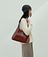 Large Wax Leather Shoulder Bag - RED