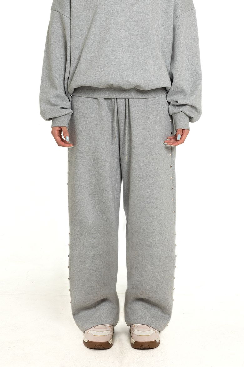 stud two way sweat pants - gray