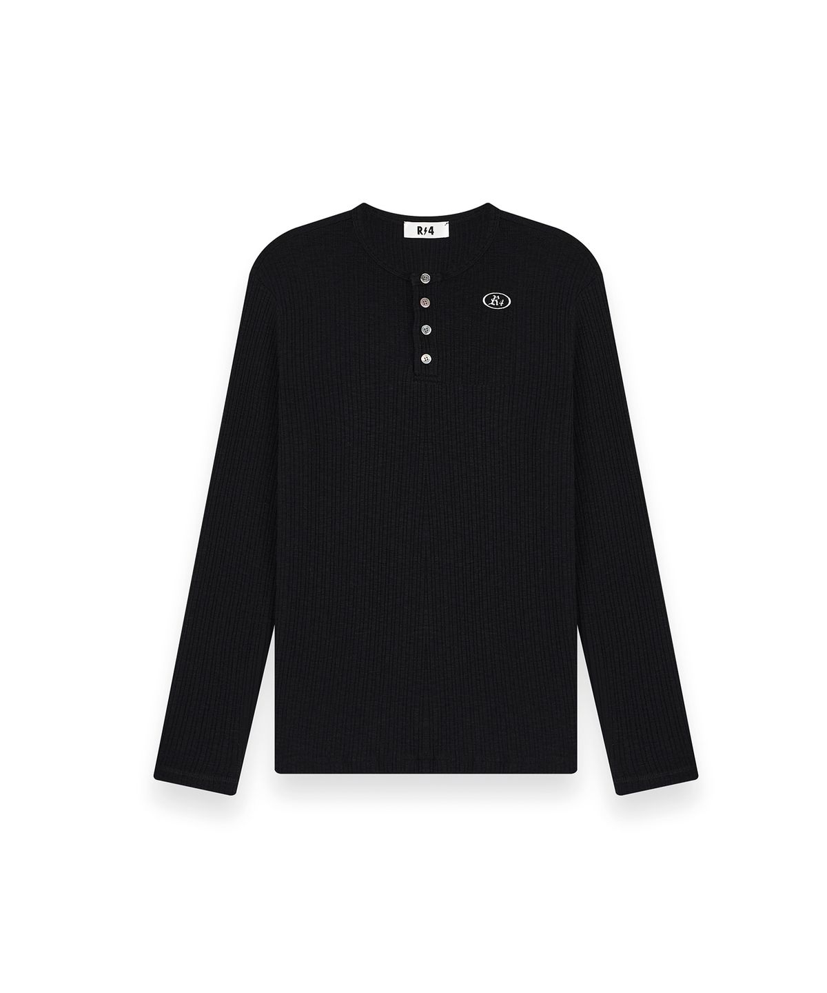 알포(R-4) R-0036 / R4-SIGNATURE HENLEY NECK LONGSLEEVE(BLACK)
