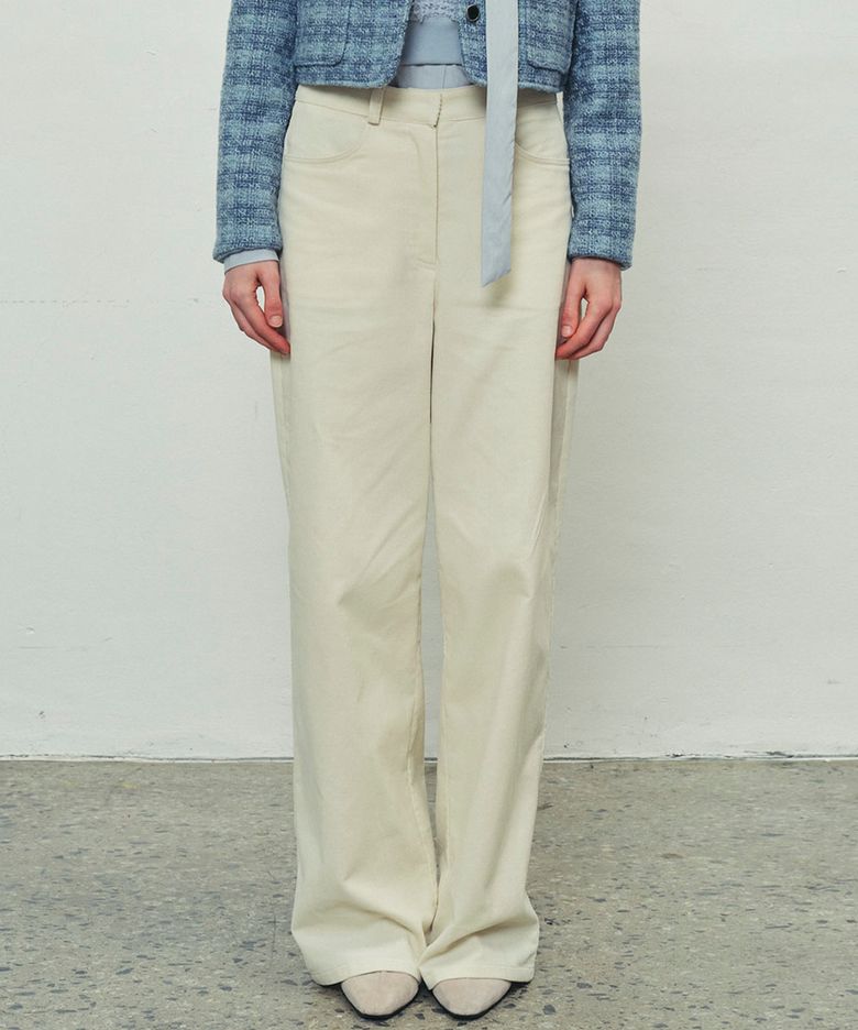 CORDUROY WIDE PANTS - CREAM