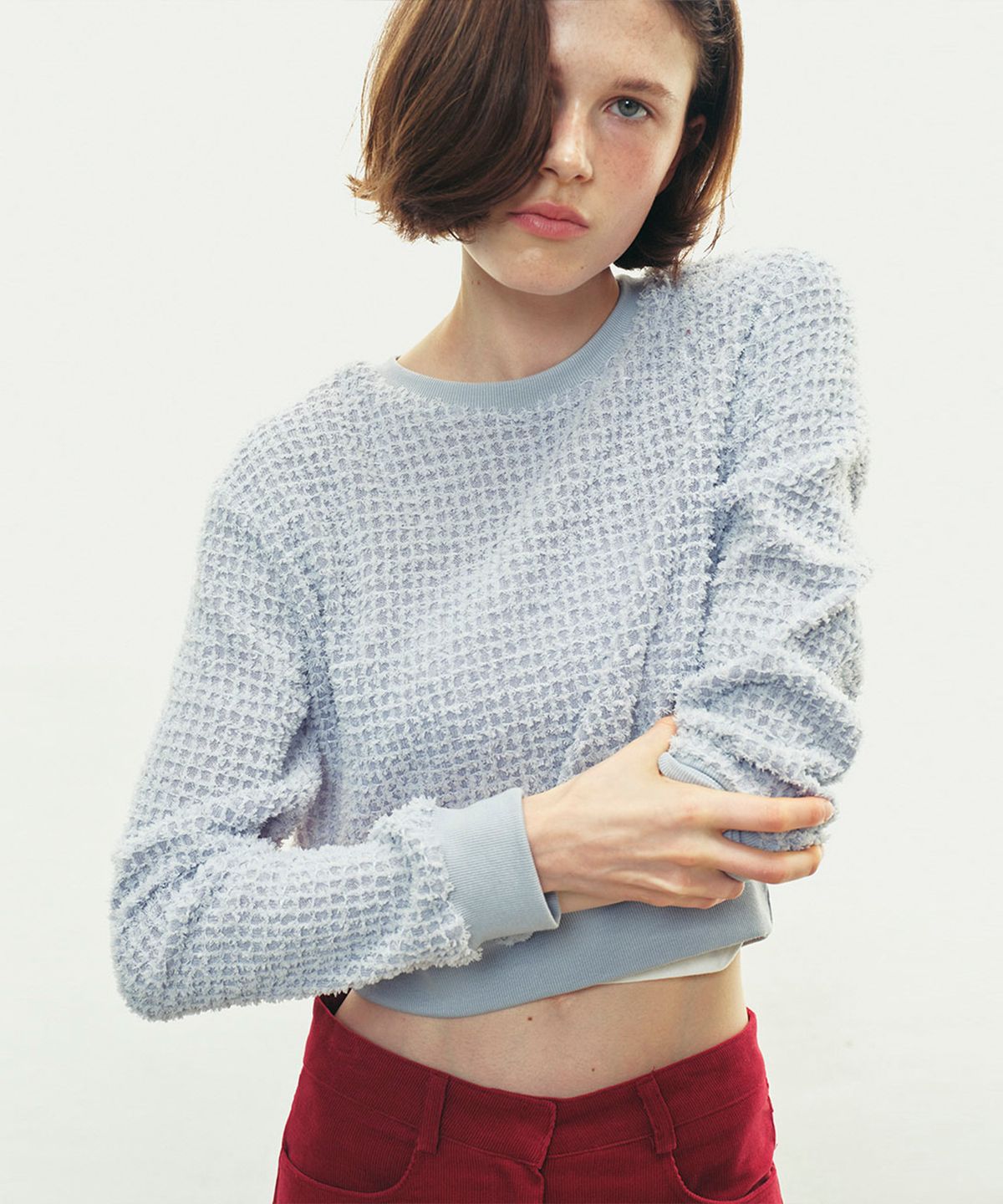 쏘이르(SO IR) SOFT BOUCLE SWEATSHIRT - SKYBLUE