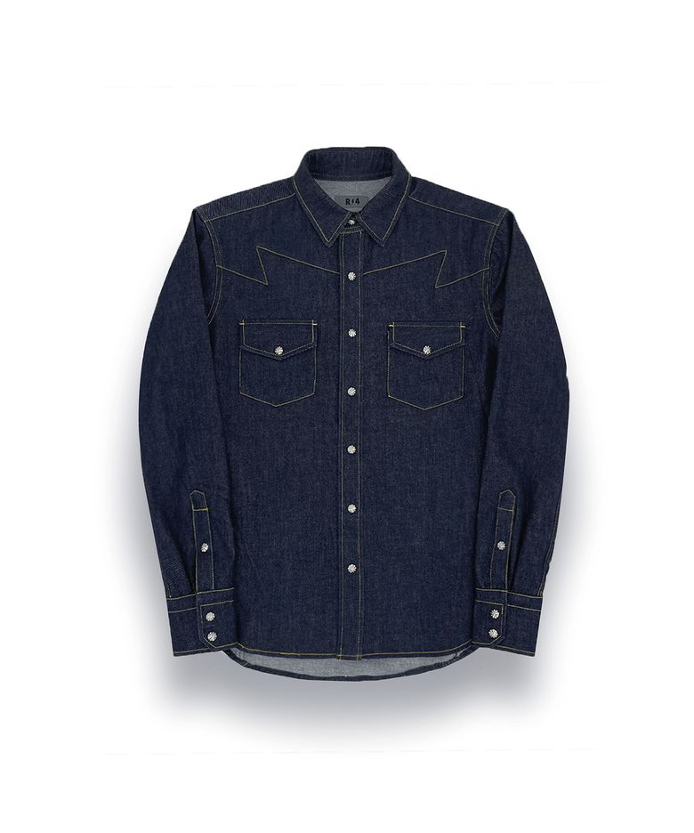 R-0009 / STORM SYMBOL - WASHED WESTERN SHIRTS(DENIM)