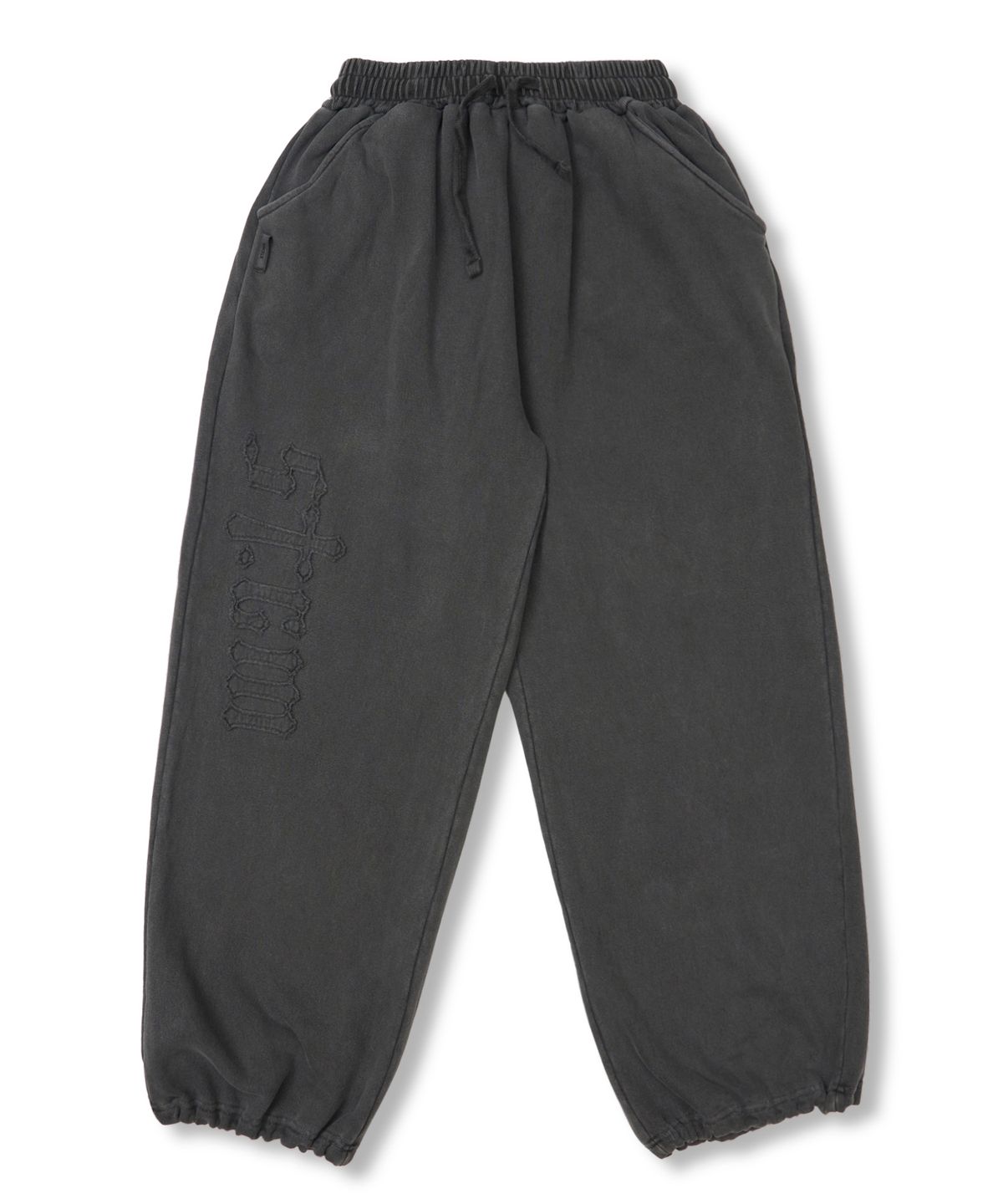 스티그마(STIGMA) Applique STGM Pigment Washed Wide Jogger Pants Charcoal