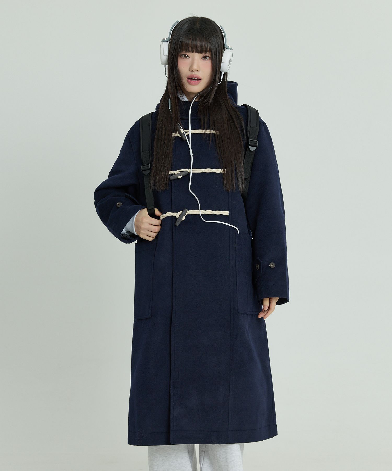 MUSINSA公式 | WAI KEI オーバーサイズダッフルロングコートネイビー