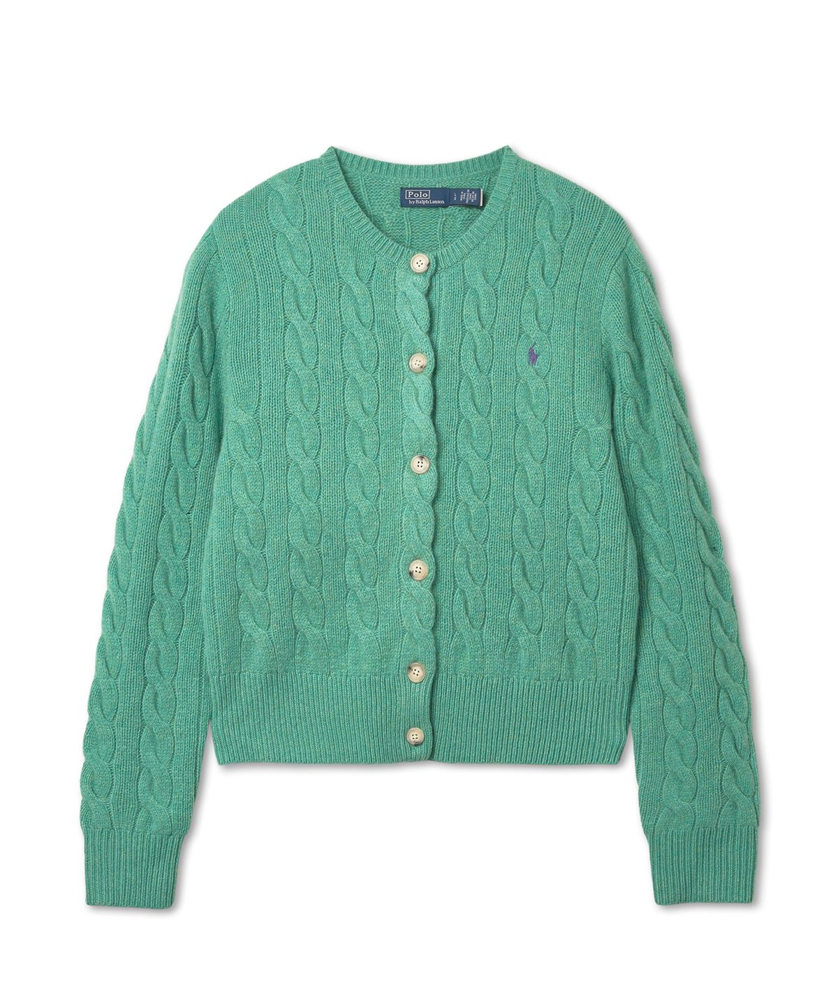 폴로 랄프 로렌(POLO RALPH LAUREN) 케이블 니트 울 캐시미어 카디건-그린