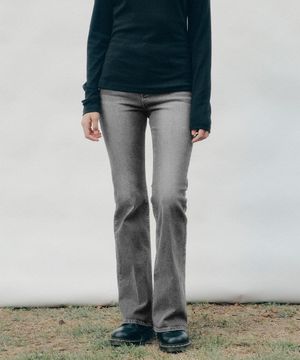 SLIM BOOT CUT DENIM PANTS(BK)