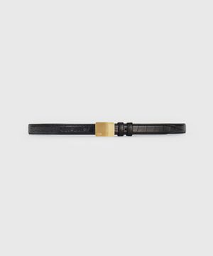 PARA BUCKLE THIN BELT BLACK CROCO GOLD
