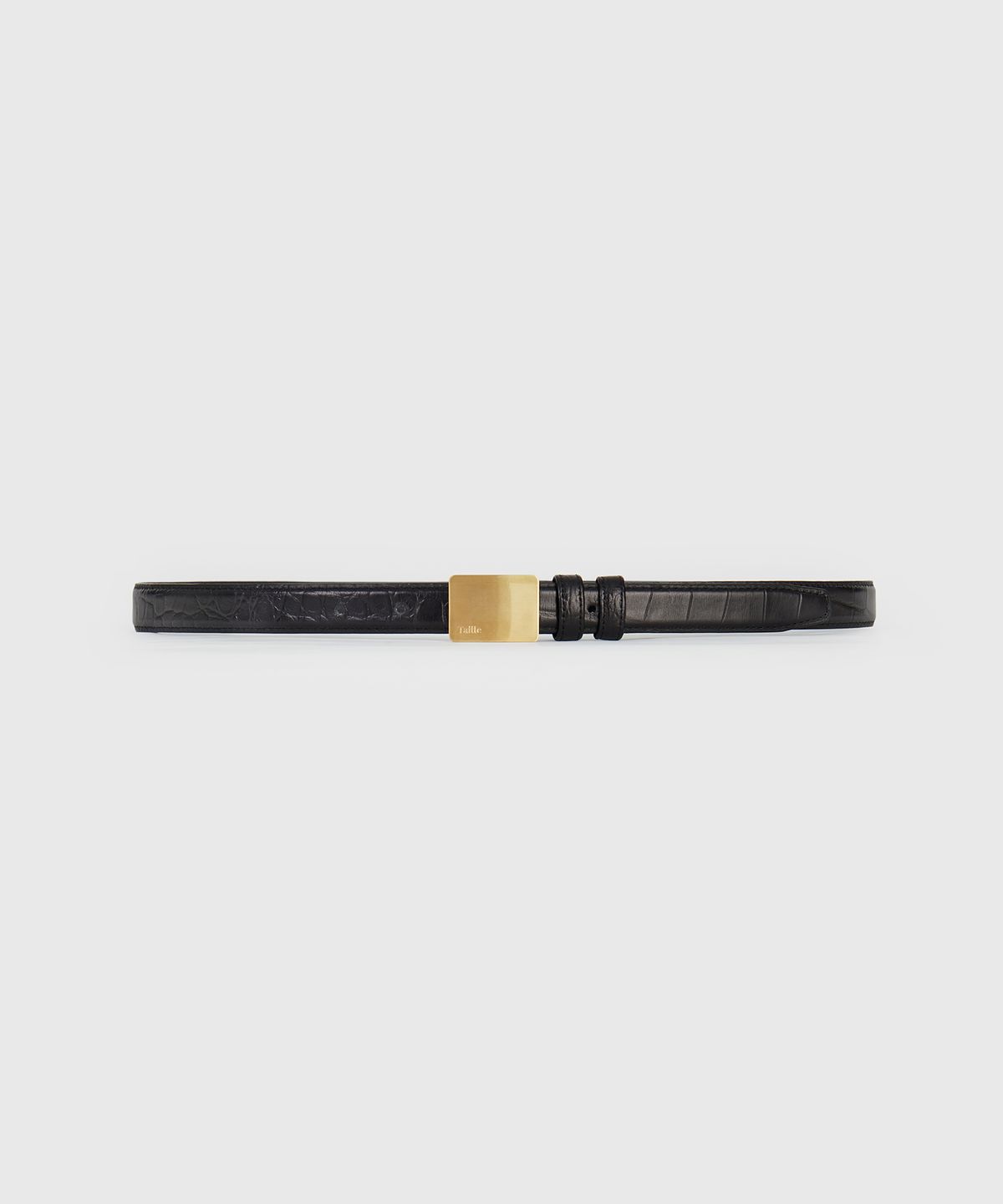 타일레(TAILLE) PARA BUCKLE THIN BELT BLACK CROCO GOLD