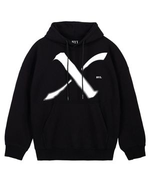 X 로고 후드 블랙