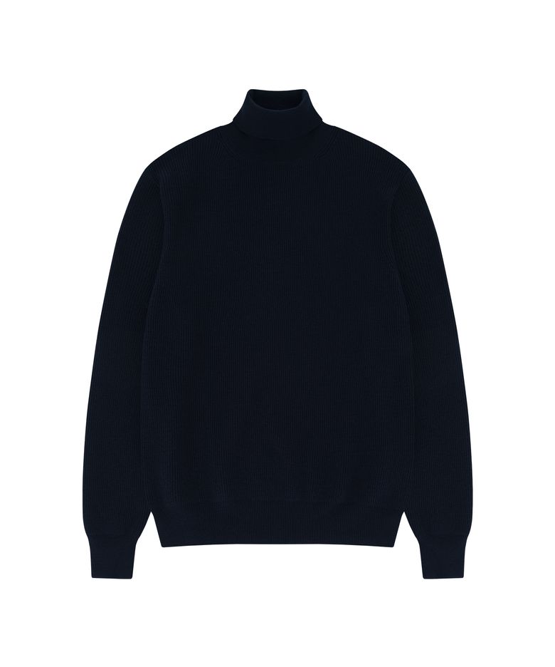 Wool soft Turtle Neck Knit (Navy)