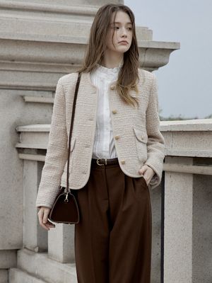 LEENA woolen tweed jacket_BEIGE