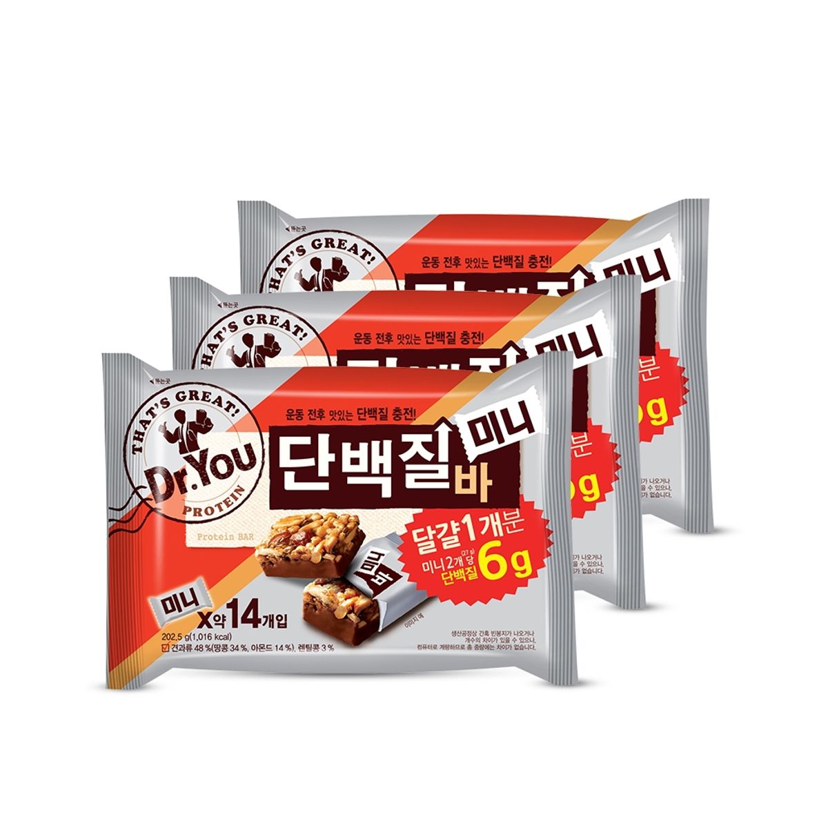 닥터유(DRYOU) 오리온 닥터유 단백질바 미니(202.5g) x 3개