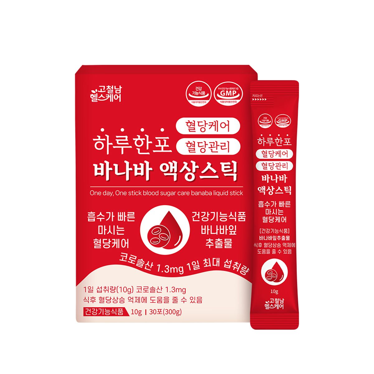 고철남(KOCHEOLNAM) 하루한포 혈당케어 혈당관리 바나바 액상스틱 10ml 30포