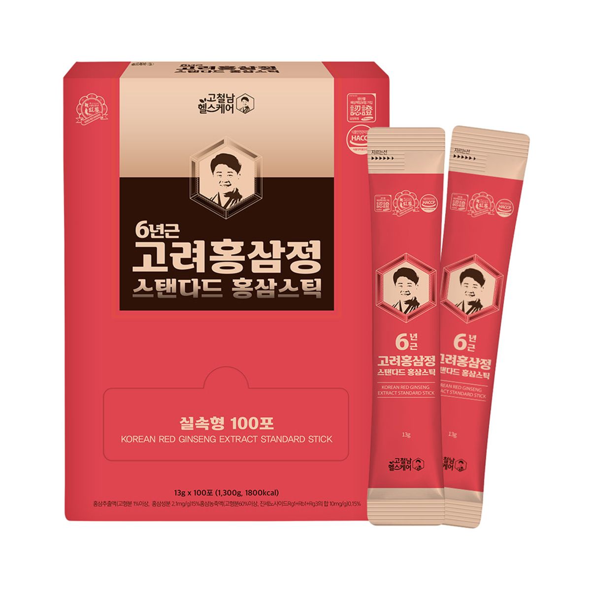 고철남(KOCHEOLNAM) 6년근 고려 홍삼정 스탠다드 홍삼스틱 13g x 100포