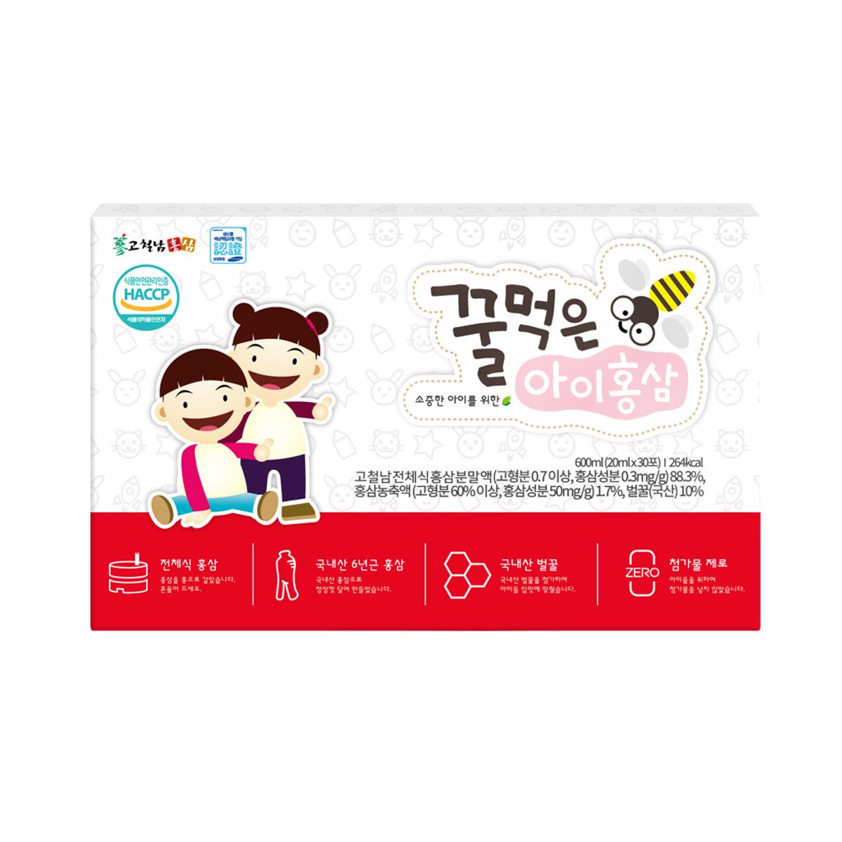 고철남(KOCHEOLNAM) 어린이 전체식 홍삼 꿀먹은 아이홍삼 6년근 30포