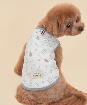 강아지 보들보들 순면 티셔츠 회색