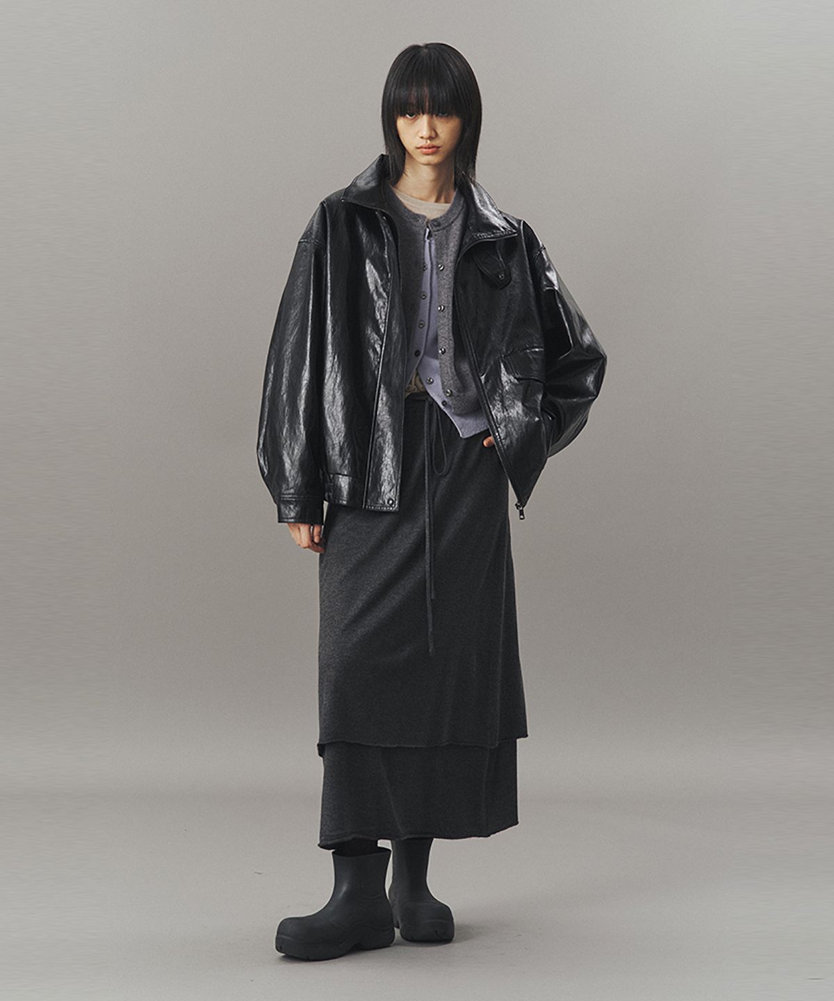 아위(AHWE) FAKE LEATHER QUILTED BLOUSON_BLACK