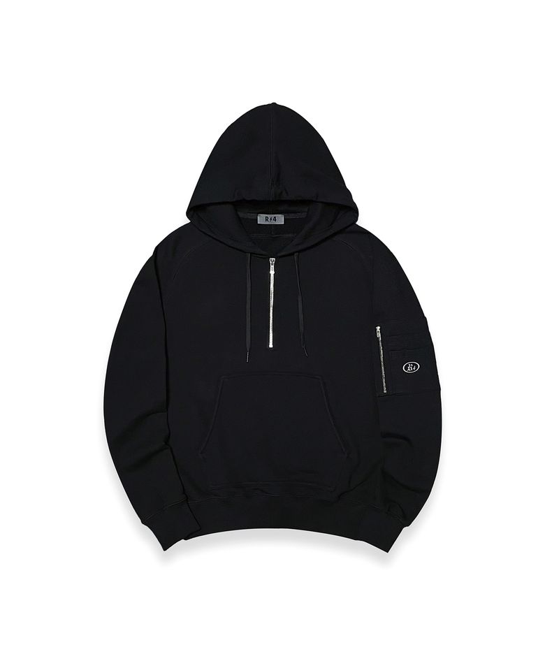 R-0020 COMBAT HALF ZIP-HOODIE(BLACK)