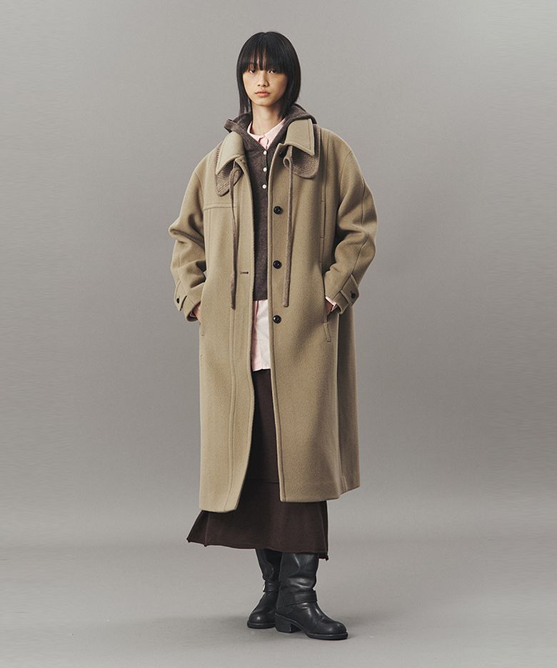 KNIT COLLAR BALMACAAN COAT_MOCHA